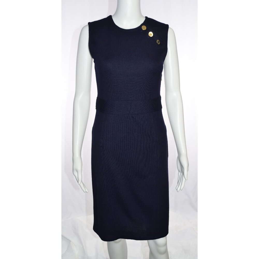 Tory Burch Sleeveless Wool Blend Sheath Dress Navy Blue Size XS